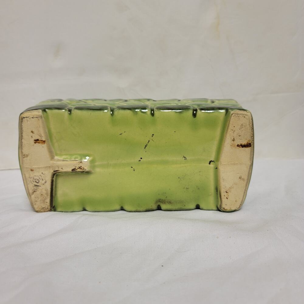Vintage Stone embossed Oblong 7" Green planter - Picture 3 of 7